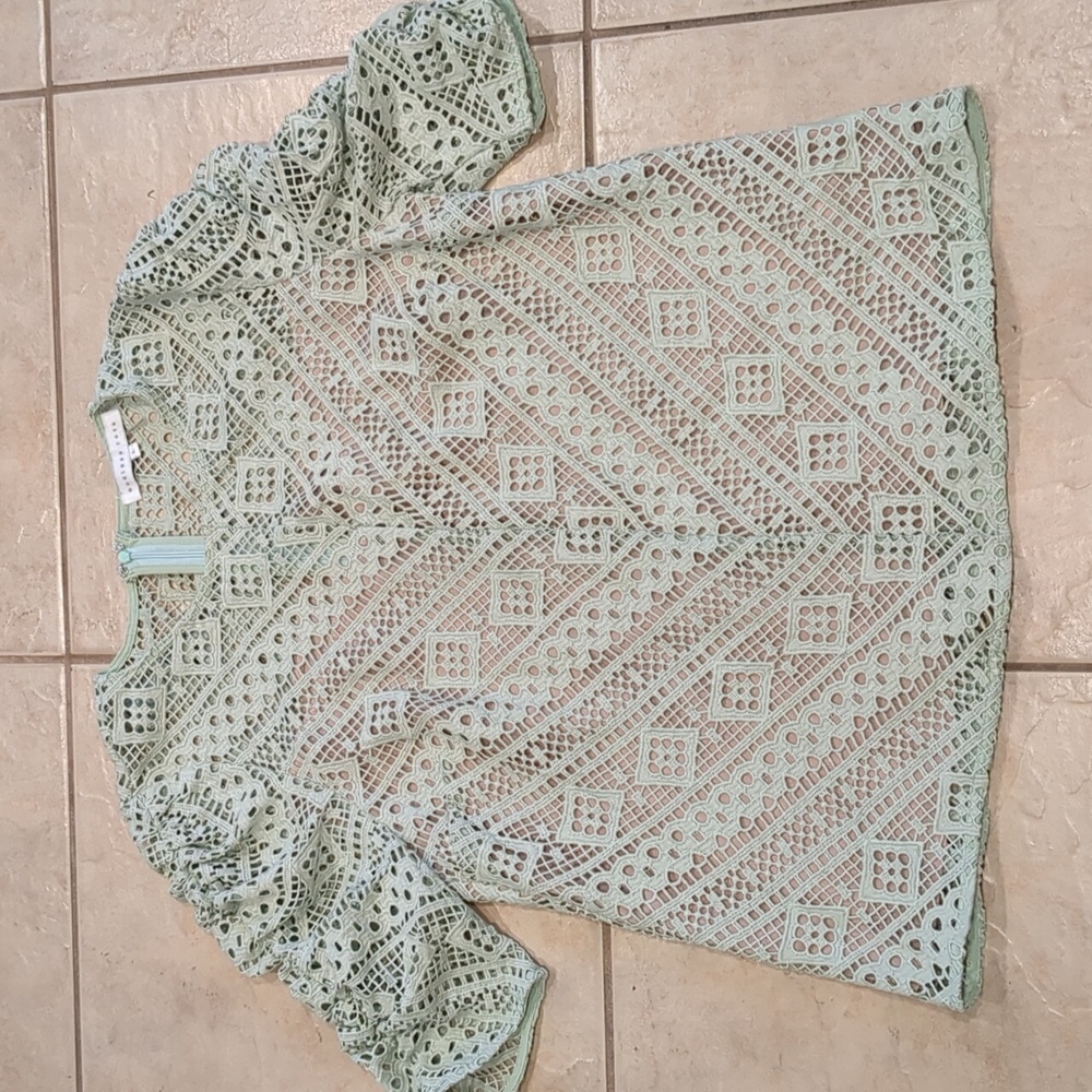 Endless Rose Mint Green Lace Top Blouse Size Large